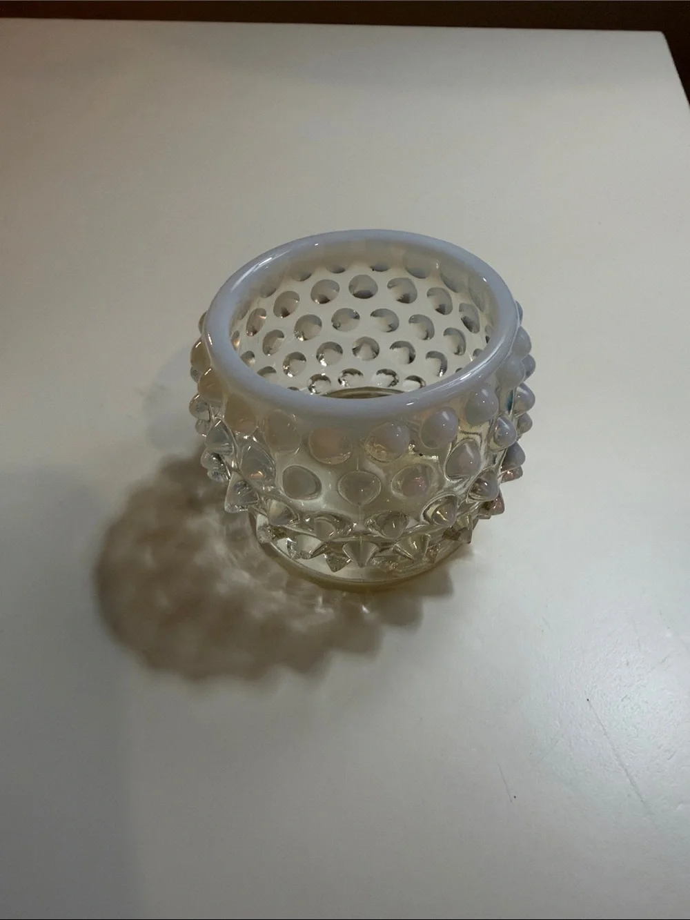 Hobnail Glass Creamer and Sugar Set - Opalescent White